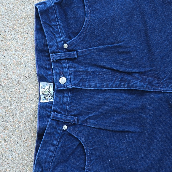 Vintage Sasson High Waisted Rise Pleated Dark Denim Navy Jean Shorts Size 32 - Picture 3 of 10